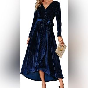 Velvet Navy Midi Dress
